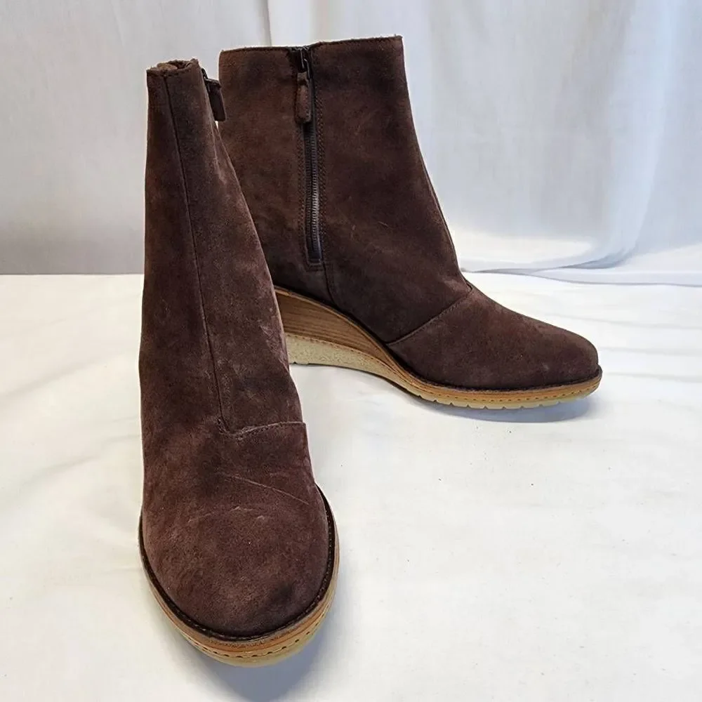 Cole Haan Brown Suede Wedge Ankle Boots
